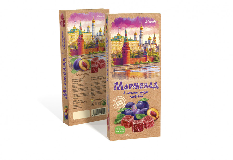  Сладарт Мармелад Сливовый МОСКВА в сахарной пудре (642), 200г   в Ессентуках