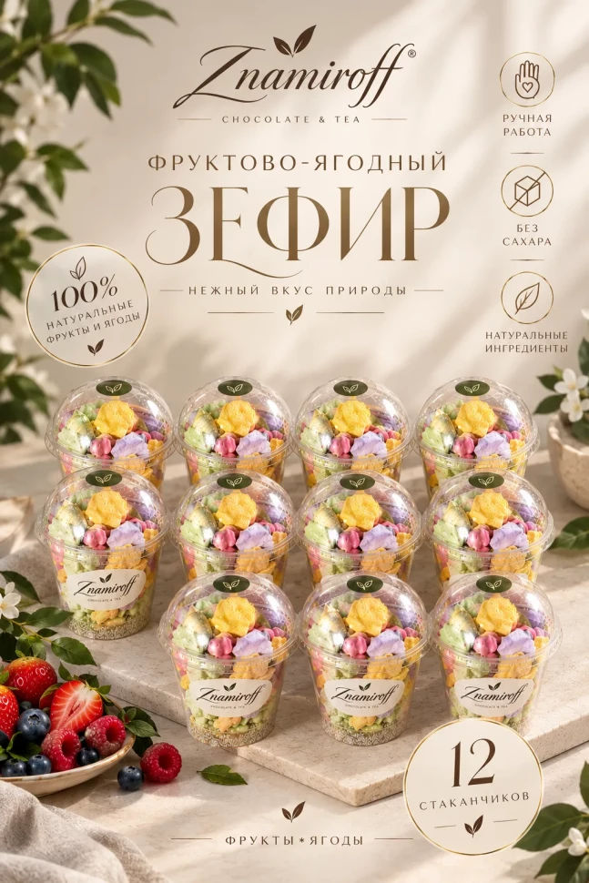  Зефир в стаканчиках без сахара(коробка 12шт по 100гр) в Ессентуках